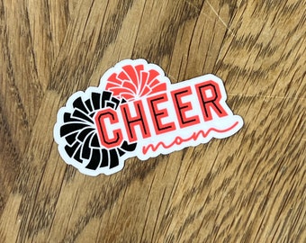 Cheer mom 5” sticker decal, water resistant  laptop vinyl laminated decal, highschool granduation, senior night