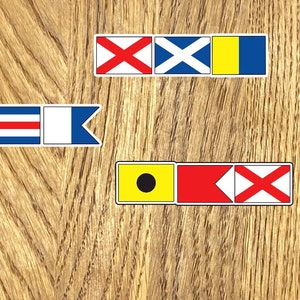 Nautical flag sticker, 2.5”wide decal sticker, laptop, water bottle, initials, monogram, boating, nautical decor, beach house, sailing, fdt