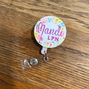 Custom Glitter Name Badge Reel: Swivel Alligator Clip