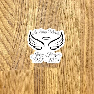 Custom memorial vinyl sticker ,  car decal vinyl laminated, 4” sticker, water bottle sticker, laptop, RIP, laptop decal
