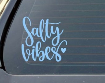 Salty vinyl decal for car, laptop, Tumbler, water bottle, mint green, pink, white, vinyl decal, window decal, surfer decal