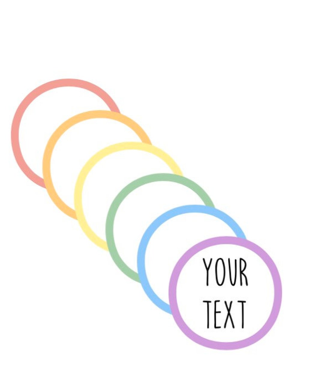 Custom Planner Sticker, 44 Stickers .75” Circle Text Rainbow Stickers ...