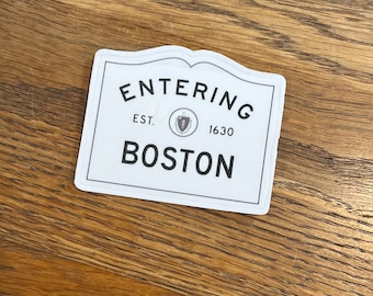 BOSTON 2.5” car sticker decal, water resistant  laptop vinyl laminated decal, ack sticker, Martha’s Vineyard laptop, Nantucket water bottle