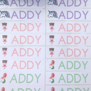 Personalized School Labels: Unicorn, Mermaid, Pirate - 22 Stickers
