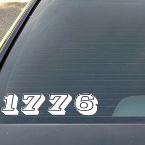1776 Vinyl Decal Sticker 7"x1.5", decal for car, laptop, tumbler, water bottle, vinyl decal, window decal, 2a sticker, 2nd amendment decal