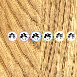 Drum Icon Planner Stickers: Music Band Stickers, .5&quot; Round (24 ct)