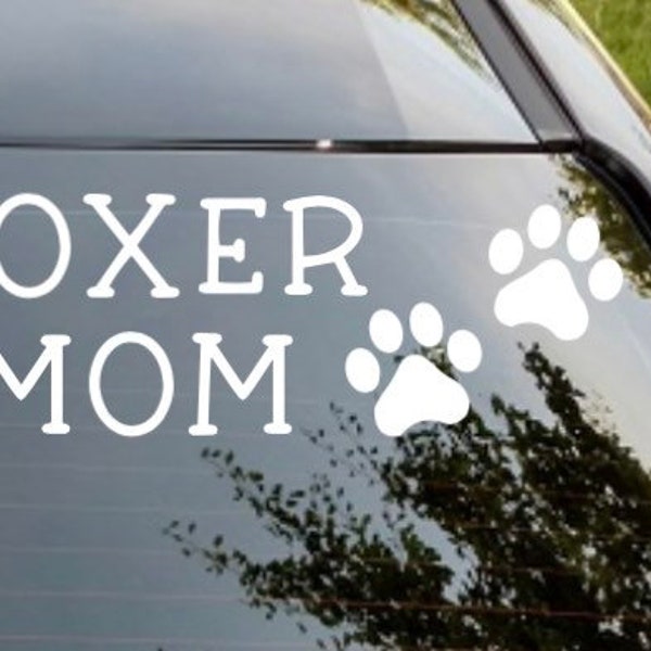 Boxer Mom car window decal, dog decal, fur babies, laptop sticker, Dog Mom, boxer decal, bulldog decal dog decal, stocking stuffer