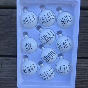 Eight pack ornaments FREE SHIPPING, white or silver, customization available, farmhouse style, rustic ornaments, custom ornaments image 4