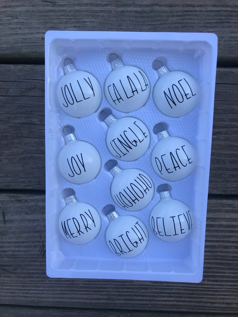 Eight pack ornaments FREE SHIPPING, white or silver, customization available, farmhouse style, rustic ornaments, custom ornaments image 4