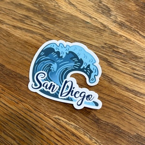 San Diego California sticker 2.5&quot; sticker decal, sticker for laptop or water bottle sticker decal, newport beach, dan diego, hollywood,