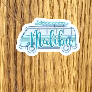 California Malibu Van Sticker: Waterproof Vinyl Decal