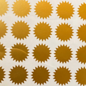 Starburst Stickers,  20, 1" tall, gold Envelope Sticker, silver envelope stickers, Planner Stickers, Tanning Stickers, envelope seal