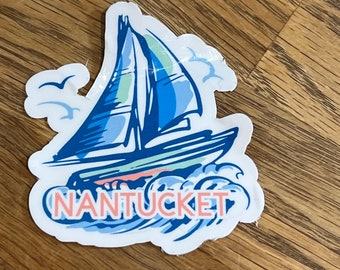 Nantucket Island 2.5” car sticker , water resistant  laptop vinyl laminated decal, ack sticker, Nantucket laptop, Nantucket water bottle