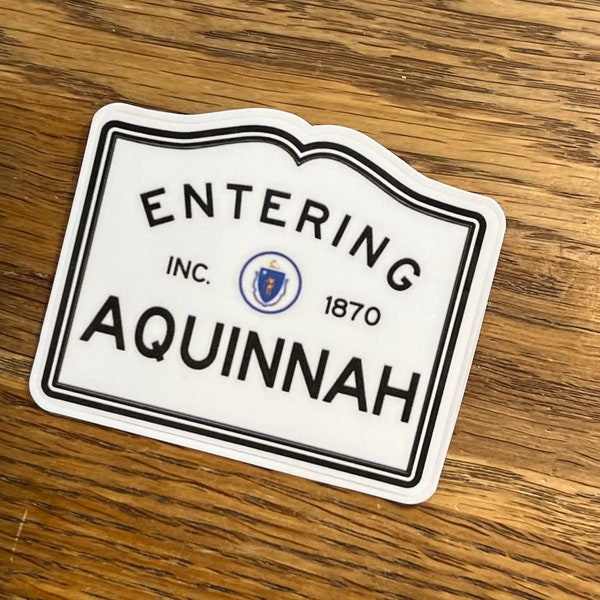 AQUINNAH 2.5” car sticker , water resistant  laptop vinyl laminated decal, ack sticker, Martha’s Vineyard laptop, Nantucket water bottle