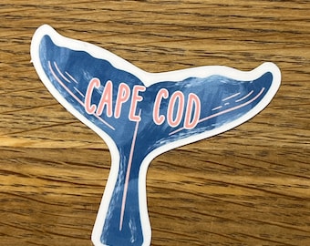 Cape cod whale 2.5” car sticker decal, water resistant  laptop vinyl laminated decal, ack sticker, Martha’s Vineyard laptop, Nantucket