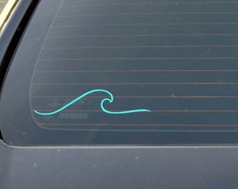 Wave decal, 6” mint, surfer decal, surf sticker, paddle board decal, sup decal, Hawaiian decal, hibiscus, for car, laptop, coffee Tumbler,