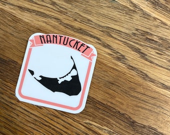 Nantucket Island 2” car sticker decal, water resistant  laptop vinyl laminated decal, ack sticker, Nantucket laptop, Nantucket water bottle