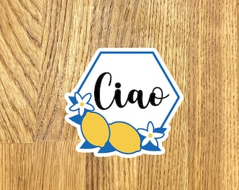 Italian Lemon Tile Sticker: Capri Summer Waterproof Long Wraparound Sticker; 3”, Mediterranean Summer Set