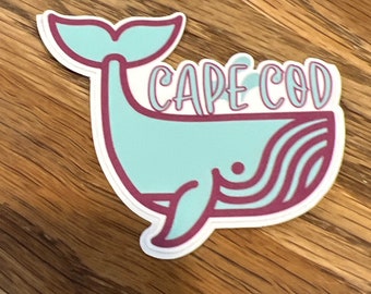 Cape Cod Whale Sticker: Water Resistant Vinyl Laptop Decal