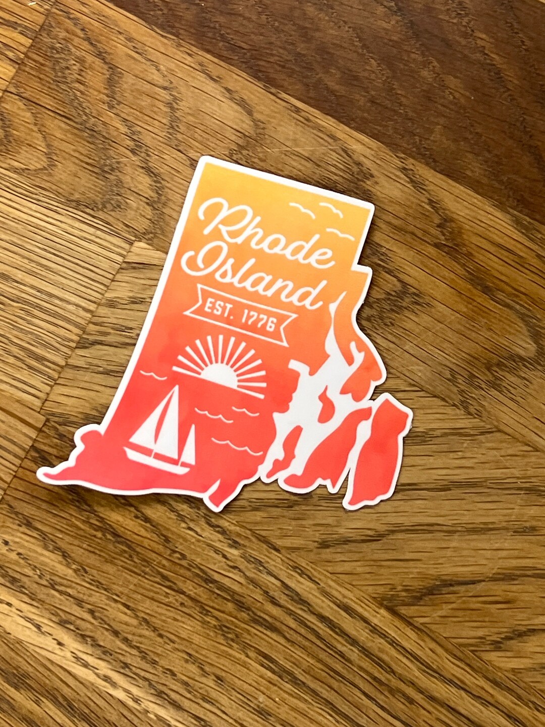Rhode Island Sunset Vinyl Sticker: RI Laptop Decal (2.5