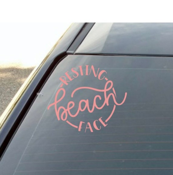 Resting Beach Face vinyl decal for car, laptop, Tumbler, water bottle, mint green, pink, white, vinyl decal, window decal, surfer decal