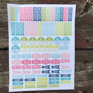 Planner stickers, back to school planner, school calendar, teacher stickers, middle school planner stickers, matte,