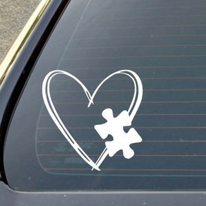 Puzzle piece autism decal with heart for cars, windows, coolers, laptops,mugs, tumblers, water bottles