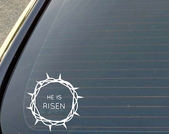 He is risen, Jesus cross Decal, laptop decal, tumbler decal, Christian decal, bible quotes, religious decal, decal, cross decal, Easter
