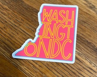 Washington DC 3”  sticker , water resistant  laptop vinyl laminated decal, dc gay pride, 80s DC, washington DC vacations, dc stickers