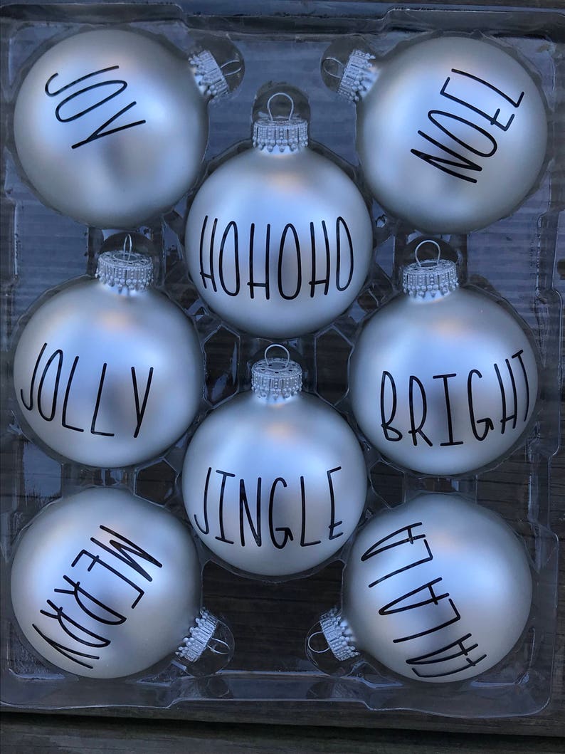 Eight pack ornaments FREE SHIPPING, white or silver, customization available, farmhouse style, rustic ornaments, custom ornaments image 6