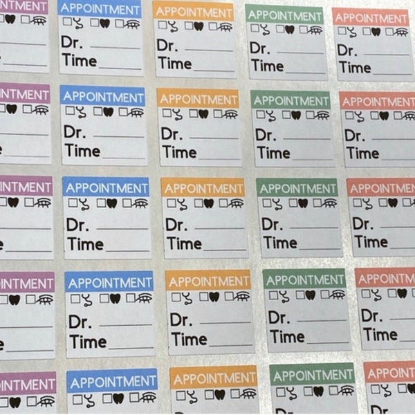 Appointment Planner Stickers, 1", 24 per sheet, work, Doctor stickers, Dr appointment stickers, dentist appointment,