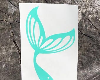 Mermaid tail decal, decal for car, laptop, Tumbler, water bottle, mint green, pink, white, vinyl decal, window decal, Teacher Gift