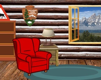 Virtual Classroom - Log Cabin Scene with Links