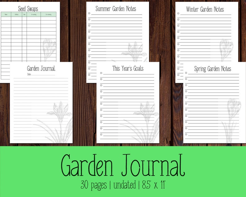 DIGITAL DOWNLOAD Garden Journal/planner - Etsy