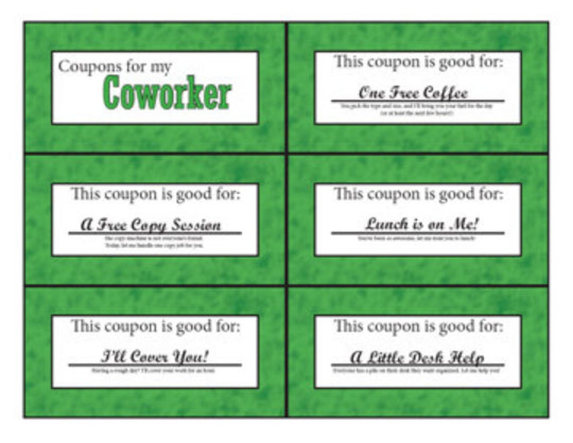 Coworker Coupon Book Printable Digital Stocking Stuffer Birthday