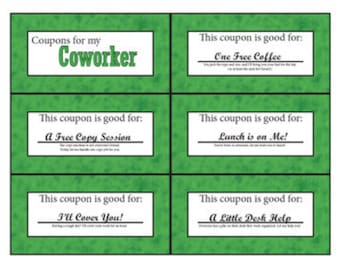 Co-Worker Coupon Book | Printable | Digital | Stocking Stuffer | Birthday | Secret Santa | Secret Pal | Encouragement