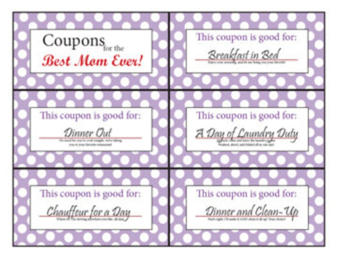 Coupon Book for Mom | Printable | Digital | Stocking Stuffer | Mother's ...