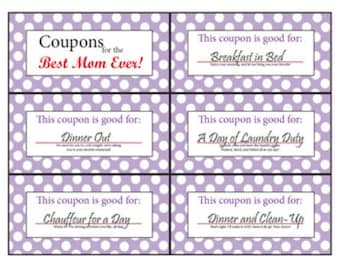 Coupon Book for Mom | Printable | Digital | Stocking Stuffer | Mother's Day | Mom | Birthday