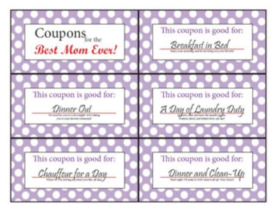 Coupon Book for Mom Printable Digital 