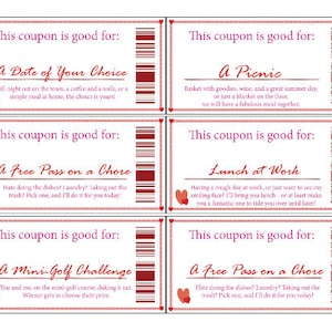 Wife Coupon Book Printable Digital Stocking Stuffer Valentine's Day Romance Anniversary Gift Wife Love image 2