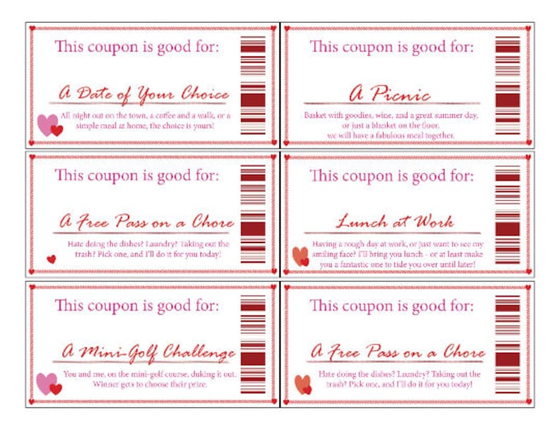 Wife Coupon Book Printable Digital Stocking Stuffer Valentine's Day Romance Anniversary Gift Wife Love image 2