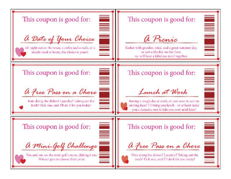 Love Coupon Book Printable Digital Stocking Stuffer Valentine's Day Romance Anniversary Gift image 2