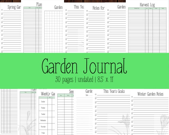 DIGITAL DOWNLOAD Garden Journal/Planner | Etsy