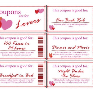 Love Coupon Book Printable Digital Stocking Stuffer Valentine's Day Romance Anniversary Gift image 1