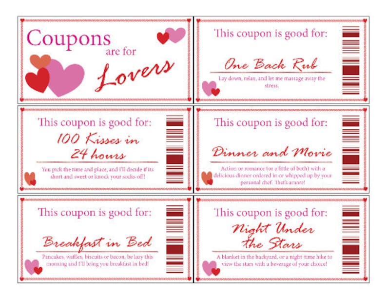 Love Coupon Book Printable Digital Stocking Stuffer Valentine's Day Romance Anniversary Gift image 1