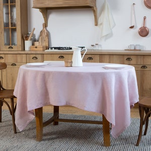 Varicolored linen tablecloth. Round square rectangle natural table cloth. Dinning tablecloth decor. Custom size.