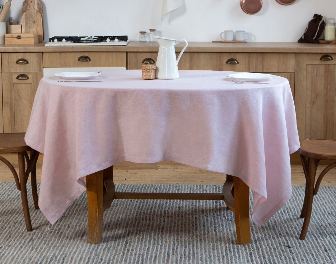 Pale Pink Linen Table Cloth. Round Square Rectangle Table Etsy
