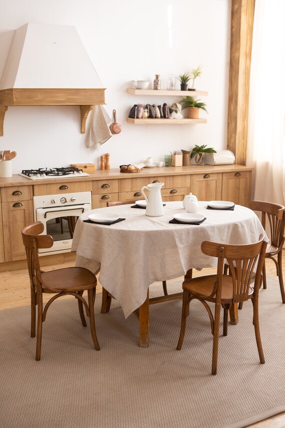 Organic linen table cloth. Round square rectangle table linens. Custom size dinning tablecloth in various colors.