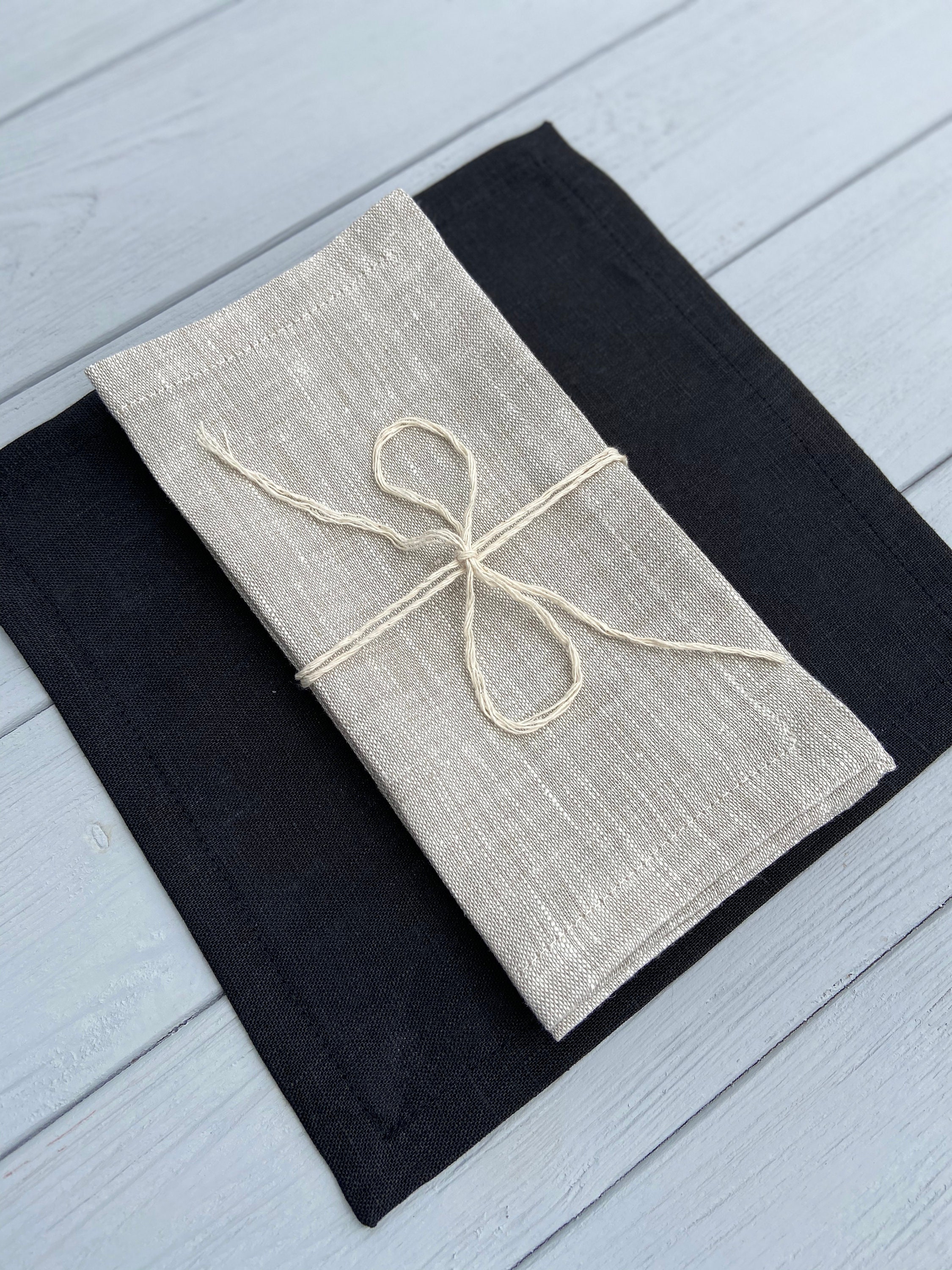 Organic linen napkins set. Natural pure washed linen napkin Etsy
