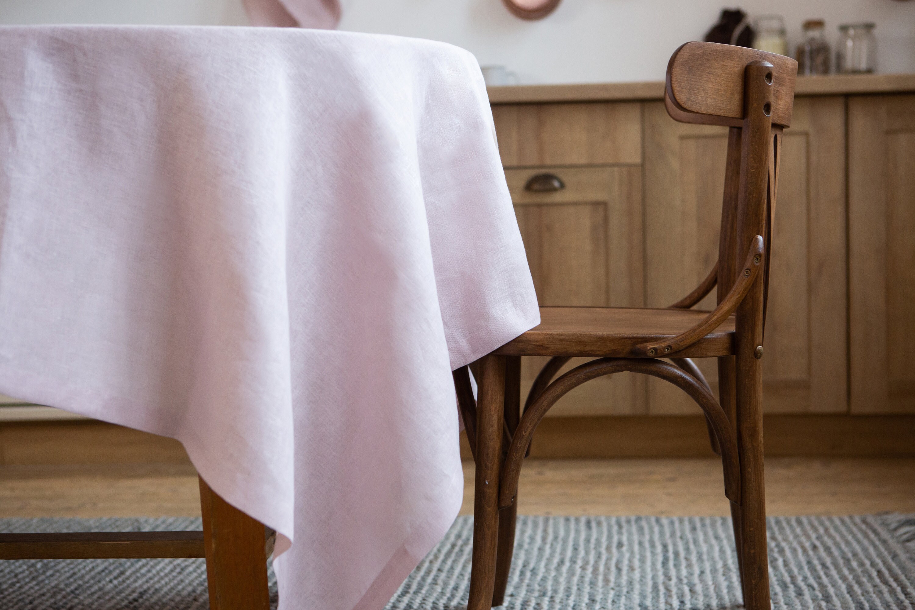 Pale pink linen table cloth. Round square rectangle table Etsy